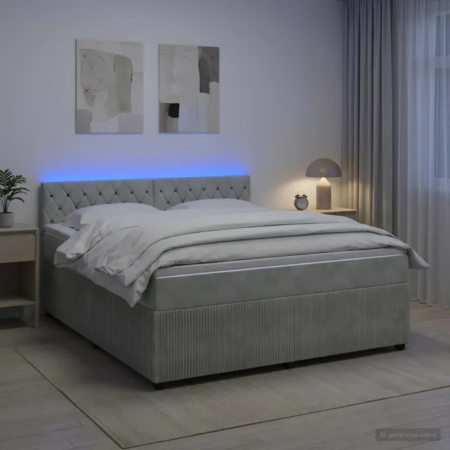 vidaXL Boxspringbed met matras Lichtgrijs 140 x 190 cm Fluweel
