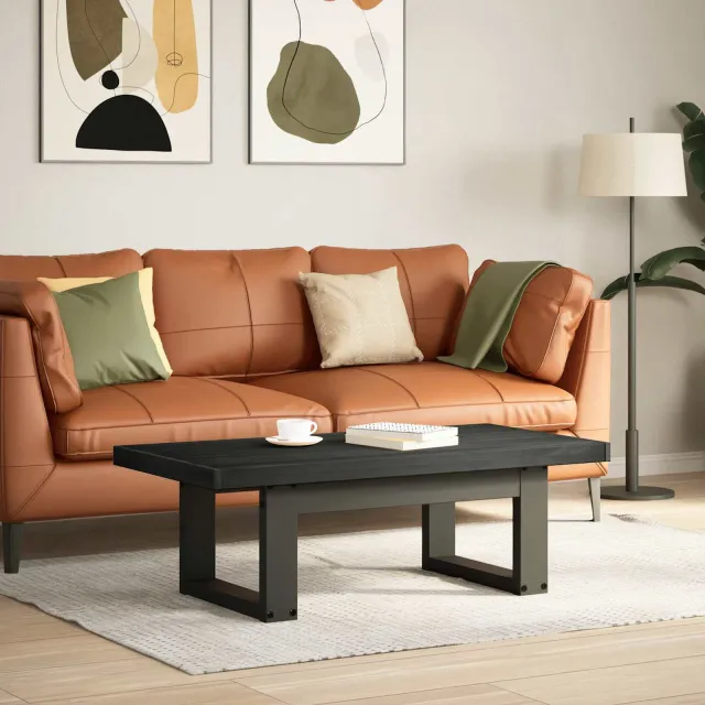 vidaXL Salontafel NOAIN Zwart 119 x 60 x 40 cm Massief grenenhout, foto 2