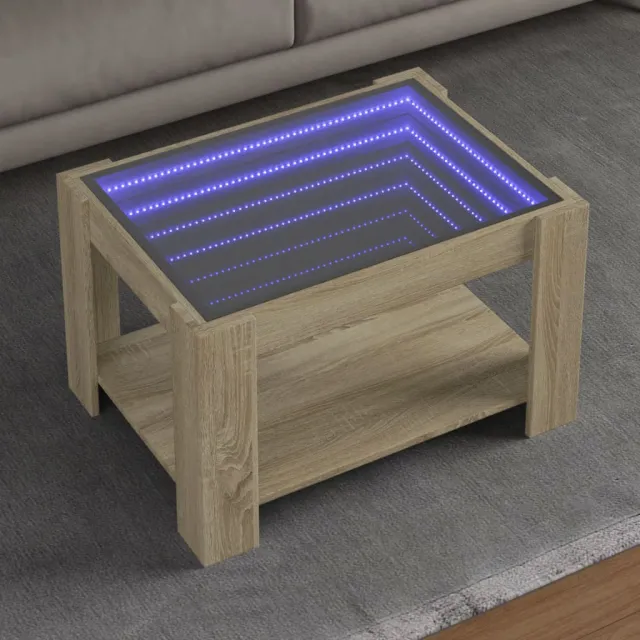 vidaXL Salontafel met LED 73x53x45 cm bewerkt hout sonoma eikenkleurig Bruin