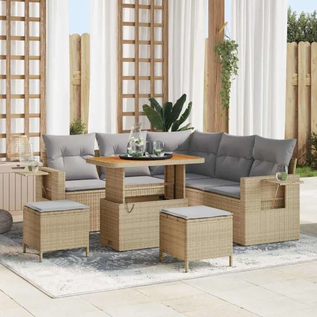 vidaXL Tuin Sofa Set 8 st Beige poly rattan, foto 2