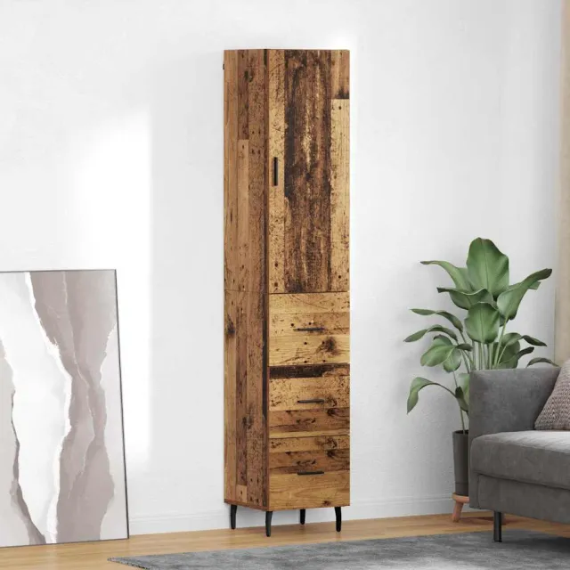 vidaXL Highboard Oud Hout 34,5 x 34 x 180 cm Bewerkt hout bruin