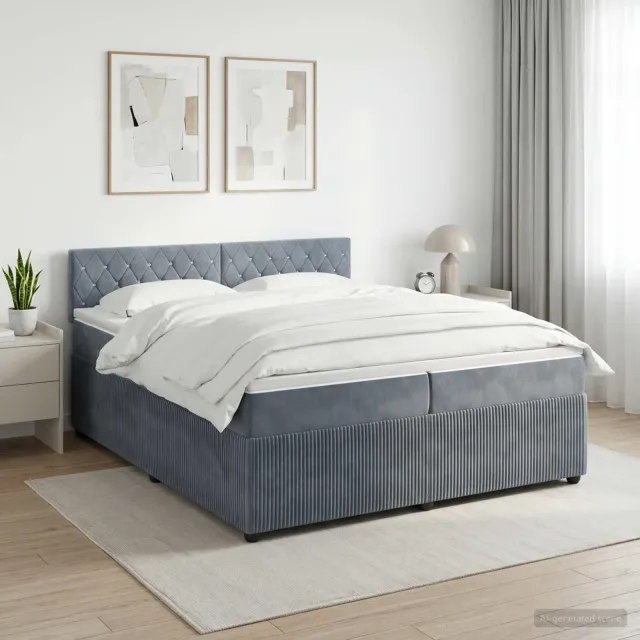 vidaXL Boxspringbed met matras Donkergrijs 200 x 200 cm Fluweel Blauw