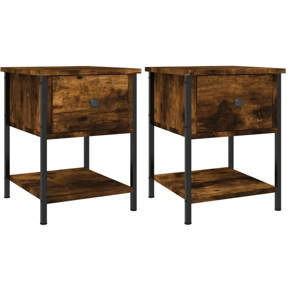 vidaXL Nachtkastjes 2 st 34x35,5x45 cm bewerkt hout gerookt eikenkleur, foto 3