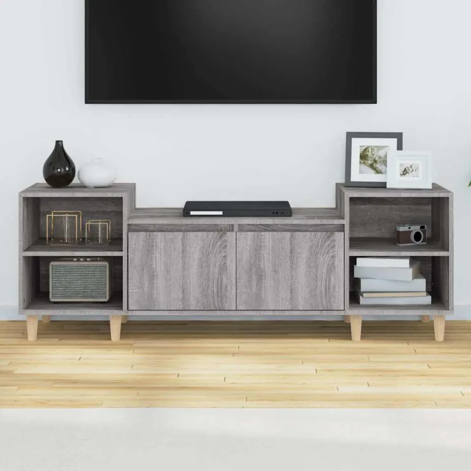 vidaXL Tv-meubel 160x35x55 cm bewerkt hout grijs sonoma eikenkleurig, foto 3