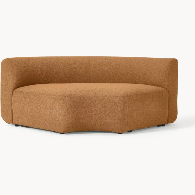 Westwing Collection Ronde bouclé hoekmodule Sofia Lichtbruin