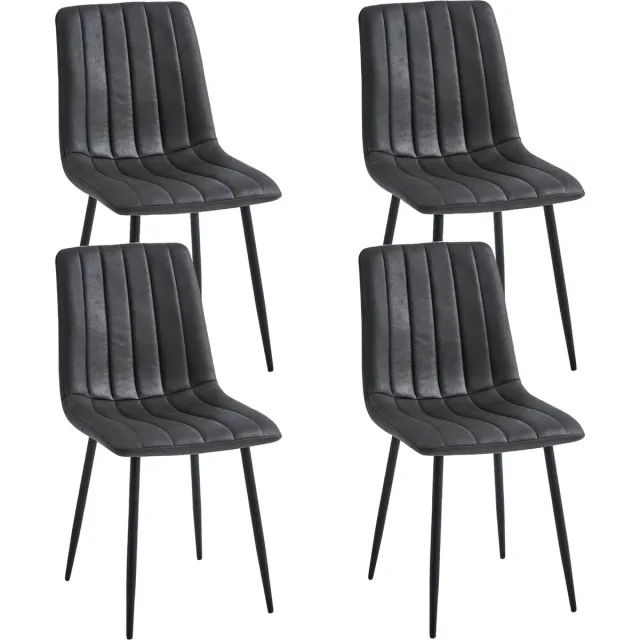 Colenis Eline Eetkamerstoel - Set Van 4 - Grijs - Microfiber Stof Grijs Microfiber