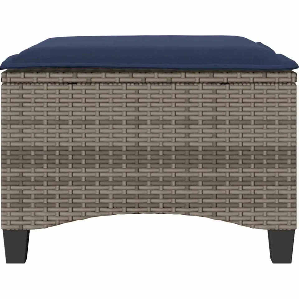 vidaXL Tuinkrukken met kussens 2 st 55x55x36 cm poly rattan grijs, foto 4