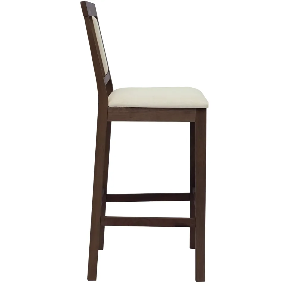 vidaXL Barkruk 2 st Lichtbruin en Beige Massief Rubberhout en Stof, foto 3