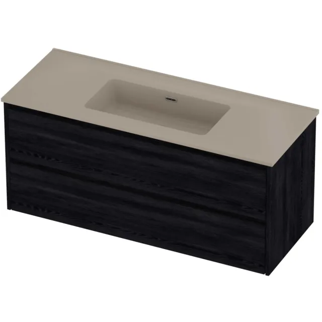 Proline Tribute Badmeubelset Porselein Elegant Enkel 120x46x54 cm Mat Crème Cotton Black Oak Eiken