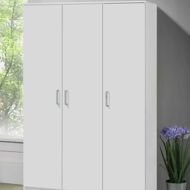 poldimar Kledingkast Darcis 120 cm met 3 deuren & 52 cm diep - wit