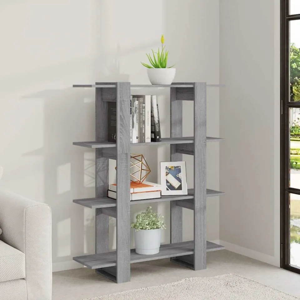 vidaXL Boekenkast/kamerscherm 100x30x123,5 cm grijs sonoma eiken, foto 3