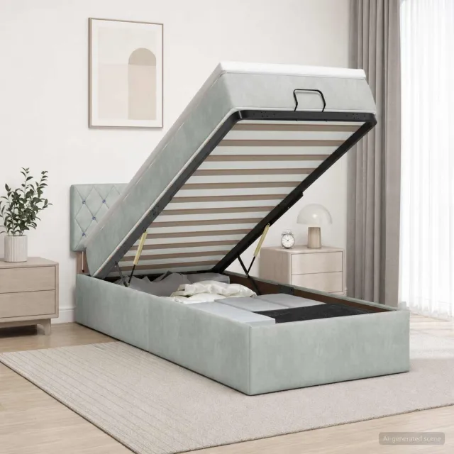 vidaXL Ottoman bed met matras Lichtgrijs 80 x 200 cm Fluweel