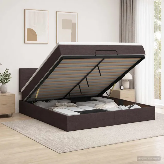 vidaXL Ottoman bed met matras Donkerbruin 140 x 200 cm Stof