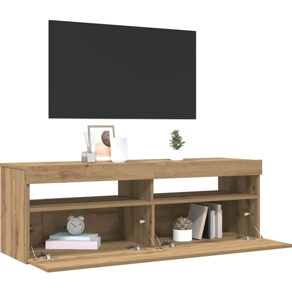vidaXL Tv-meubel met LED 120x35x40 cm bewerkt hout artisanaal eiken