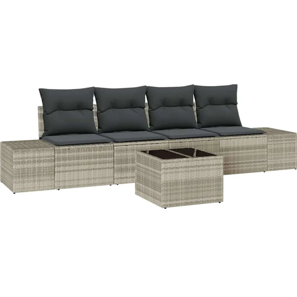 vidaXL Tuin Sofa Set 5 st Licht Grijs en Donker Grijs poly rattan Lichtgrijs