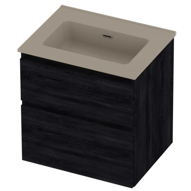 Proline Tribute Badmeubelset Porselein Elegant 1 Kraangat 60x46x62 cm Mat Crème Cotton Black Oak Eiken