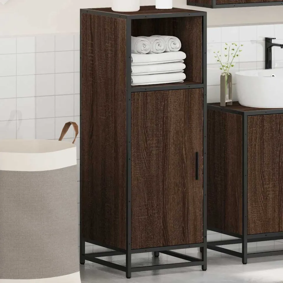 vidaXL Badkamerkast 35x37,5x100 cm bewerkt hout bruin eikenkleur, foto 4