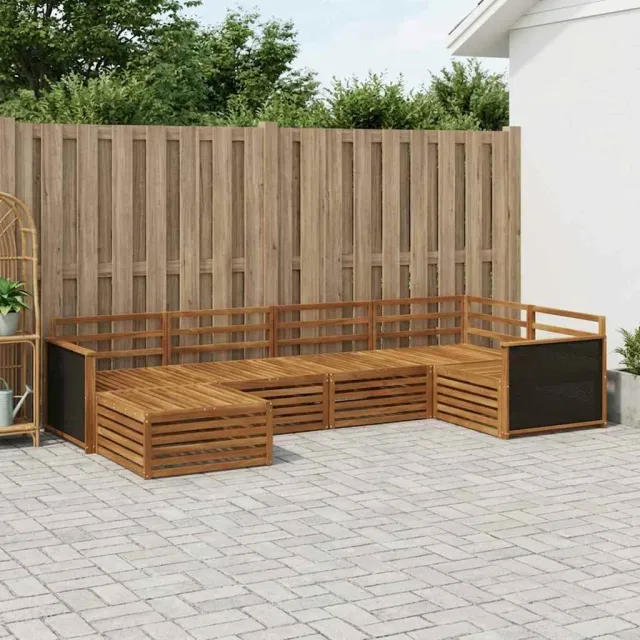 vidaXL Buiten bankenset 6 st 6-zits Naturel Massief Acaciahout Bruin