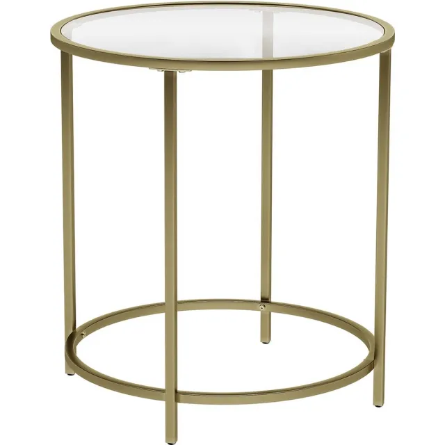 Segenn 's bijzettafel - bijzettafel ronde - salontafel - nachtkastje - glazen tafel - met gouden metalen frame - robuust gehard glas - stabiel - goud
