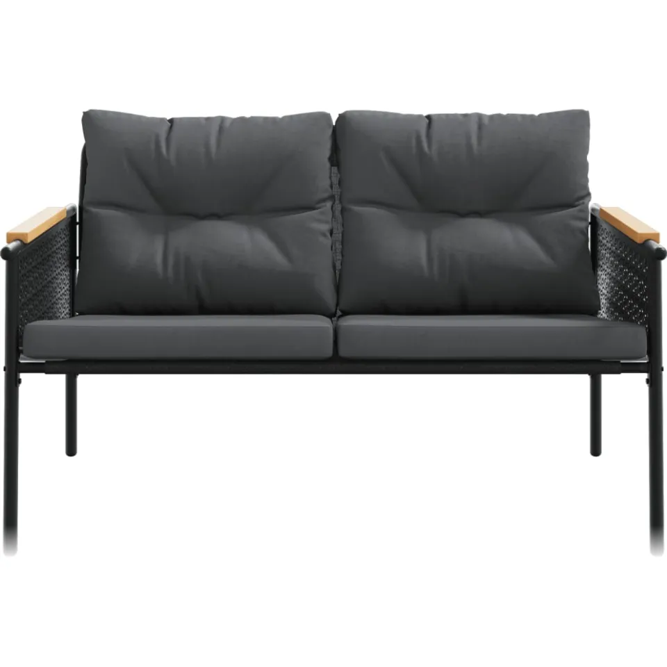 vidaXL Tuinbank met kussens 116 cm staal zwart, foto 4