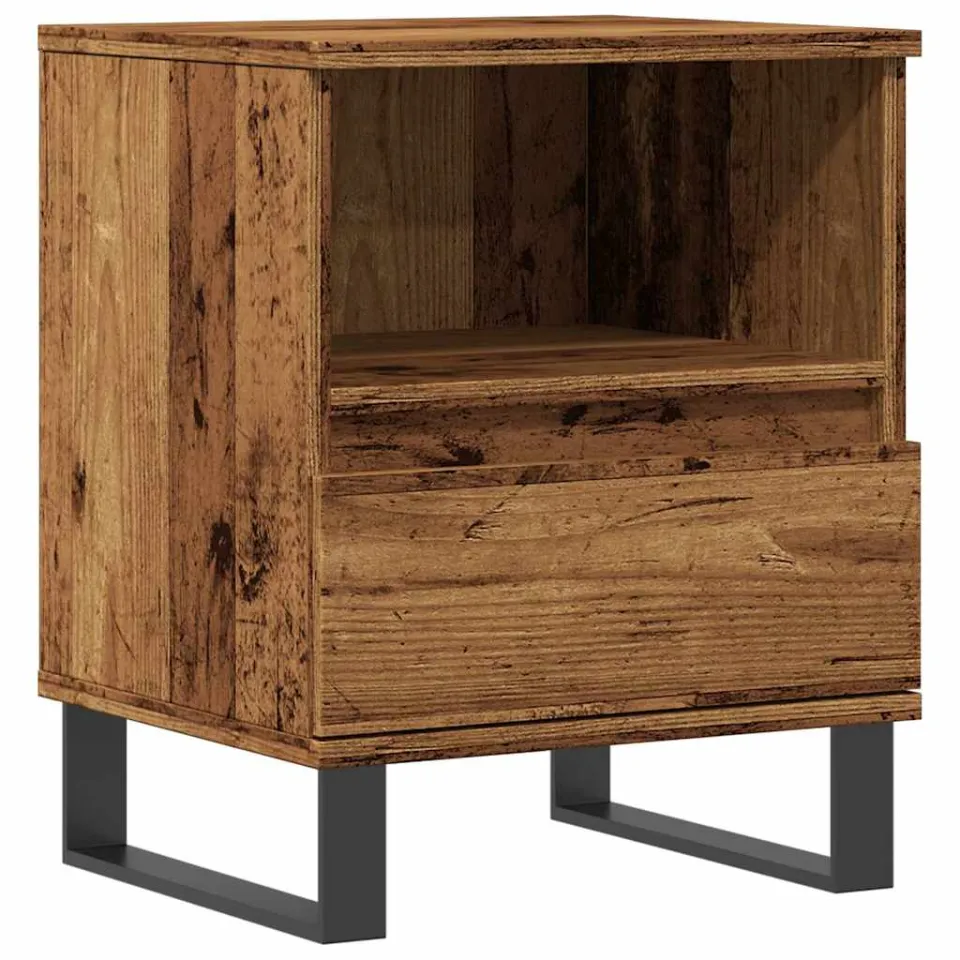 vidaXL Nachtkastje 40x35x50 cm bewerkt hout oud houtkleurig bruin, foto 3