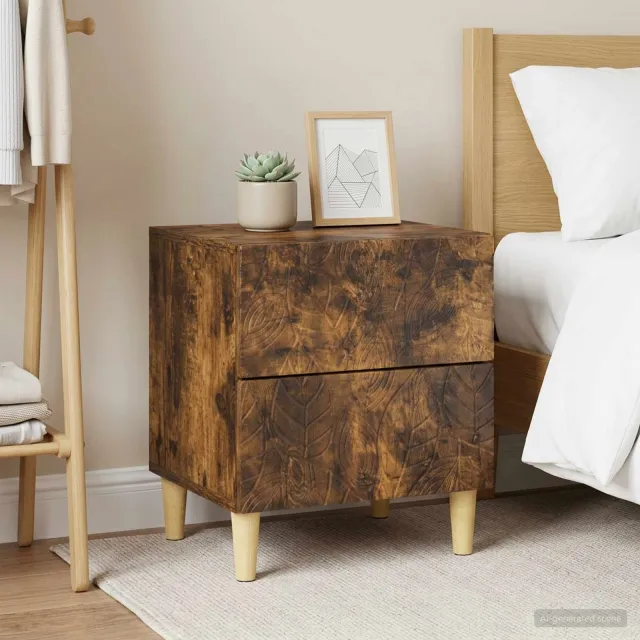 vidaXL Nachtkastje 2 st Gerookt eiken 43 x 34,5 x 48 cm Bewerkt hout Bruin