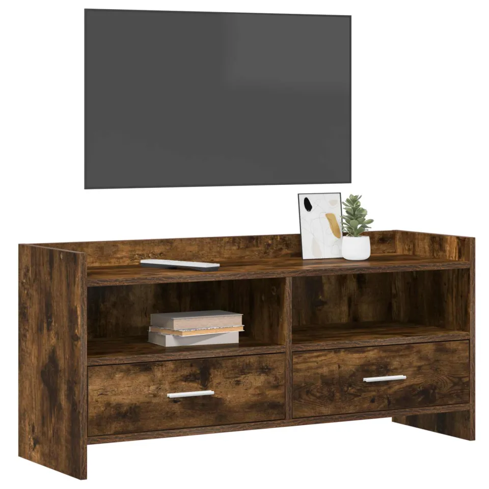 vidaXL TV-kast 100 x 33 x 47 cm Gerookt eiken Bewerkt hout Bruin