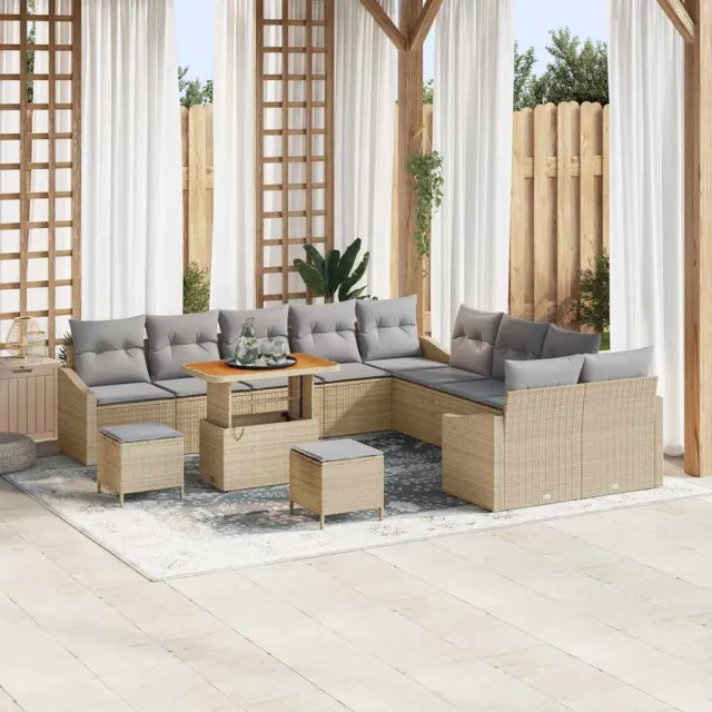vidaXL Tuinbankenset 13 st Beige poly rattan