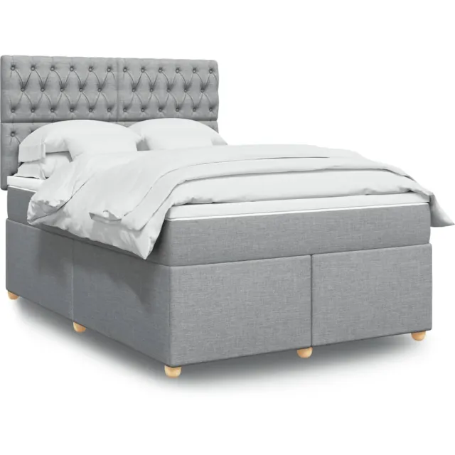 vidaXL Boxspring met matras stof lichtgrijs 140x190 cm grijs