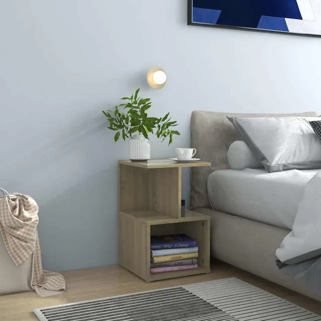 vidaXL Nachtkastjes 2 st 35x35x55 cm bewerkt hout sonoma eikenkleurig, foto 2