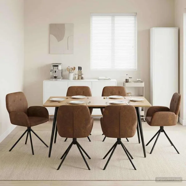 vidaXL Draai Eetstoelen 6 st Nep Suede Leer Bruin 54 x 55 x 86 cm, foto 2