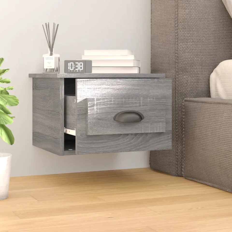 vidaXL Nachtkastje wandgemonteerd 41,5x36x28 cm grijs sonoma eiken, foto 3