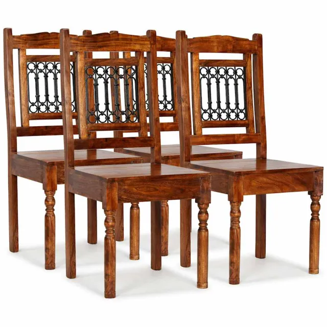 vidaXL Eetkamerstoelen 4 st massief hout klassiek Bruin