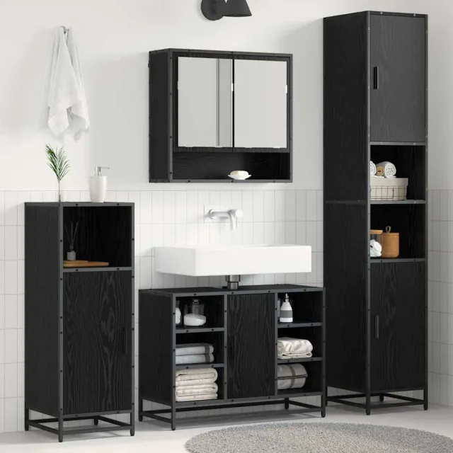 vidaXL Badkamermeubelset 4 st Zwart Eiken 35 x 37,5 x 188,5 cm, foto 2