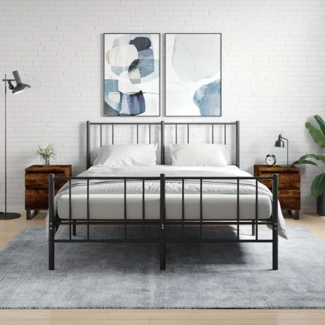 vidaXL Nachtkastjes 2 st 40x35x50 cm bewerkt hout gerookt eikenkleurig, foto 2