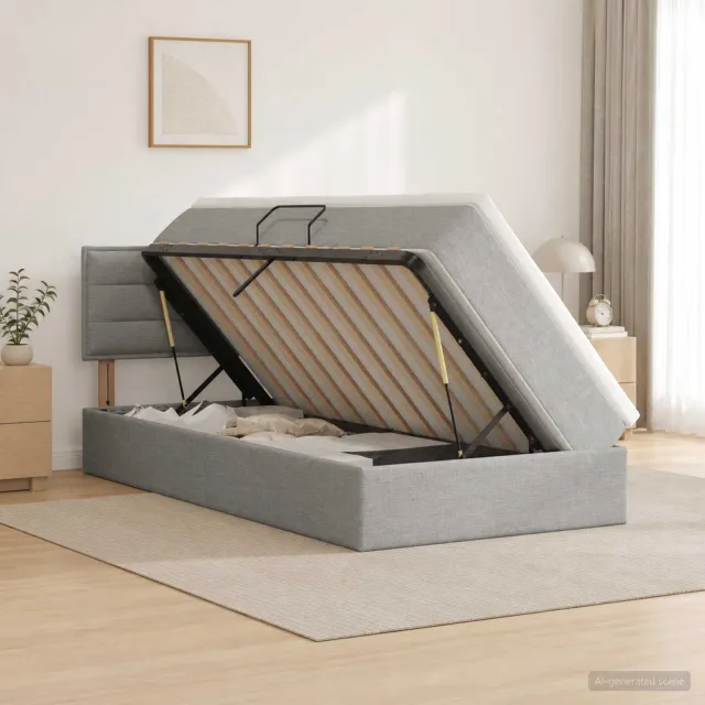 vidaXL Opbergbed met matras Lichtgrijs 90 x 200 cm fluweel