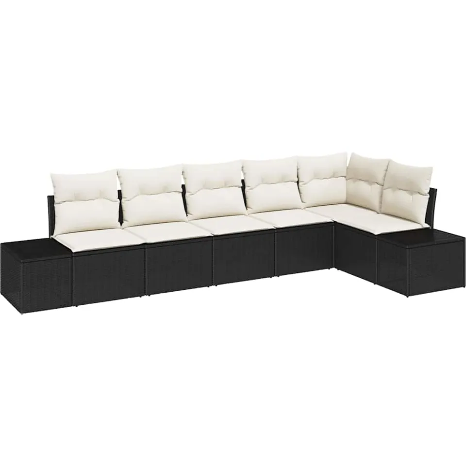 vidaXL Tuin Sofa Set 6 st Zwart en Crème poly rattan