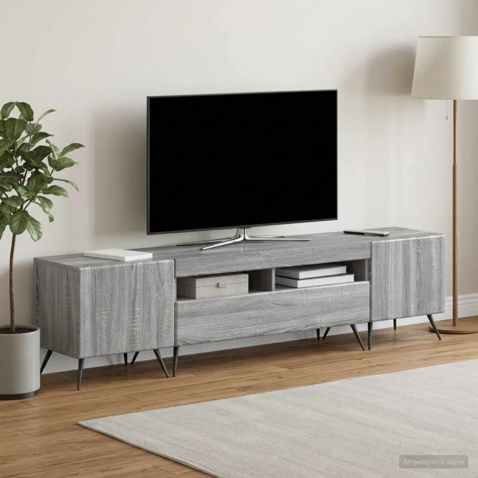 vidaXL LED tv-meubel BREDA 3 st Grijs Sonoma Bewerkt hout, foto 3