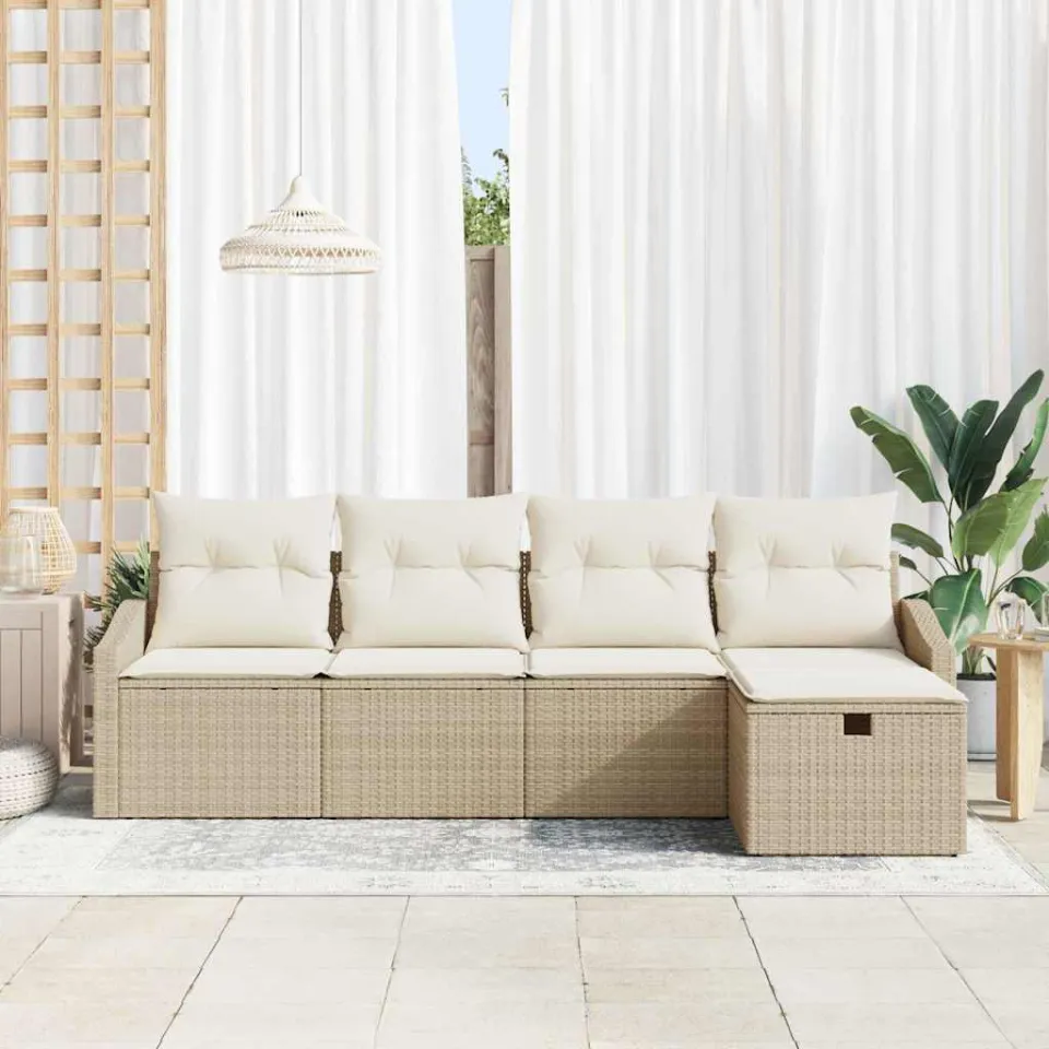 vidaXL Tuin Sofa Set 5 st Poly riet grijs, foto 2