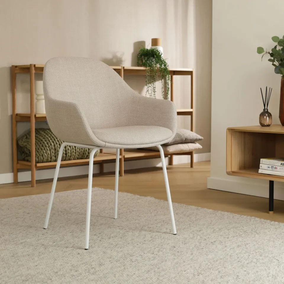 Nolon Nora-Mae eetkamerstoel beige - wit onderstel, foto 2
