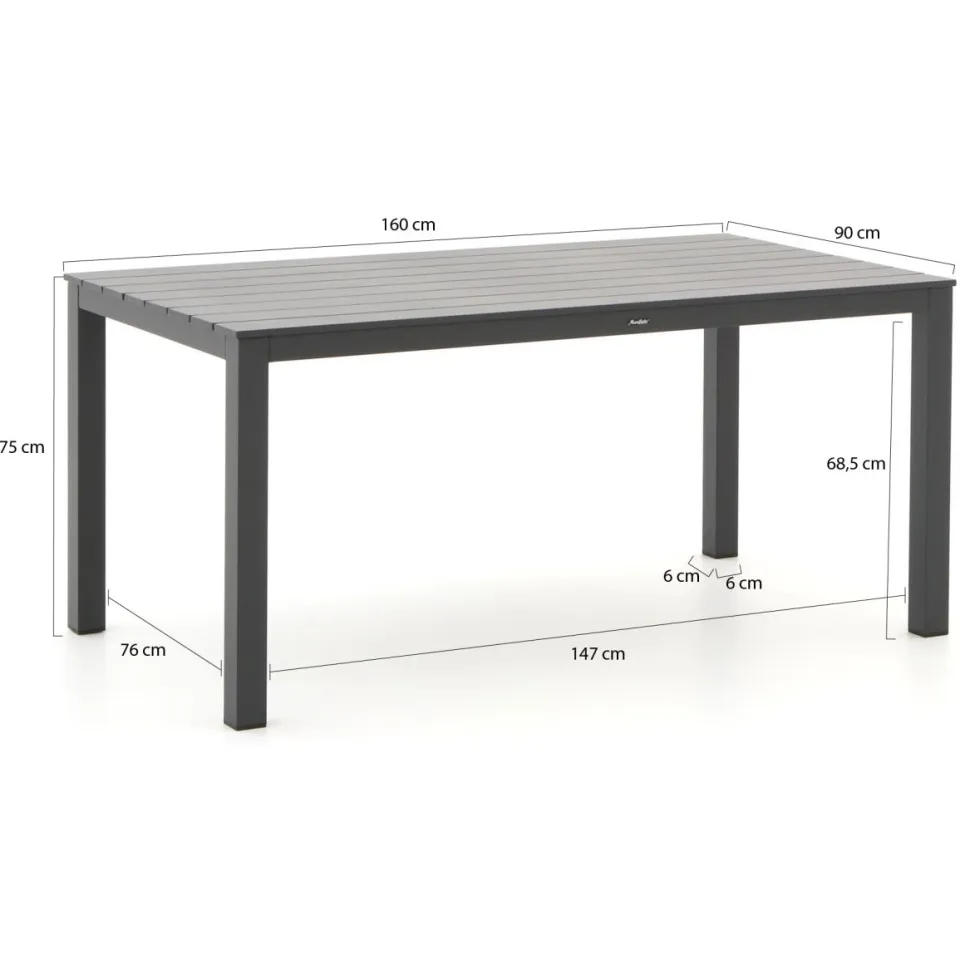 Manifesto Furniture Manifesto Rivola/Menzano 160cm dining tuinset 5-delig grijs, foto 3