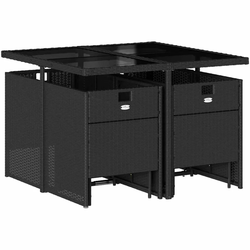 vidaXL 9-delige Tuinset poly rattan zwart