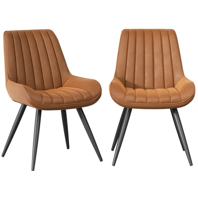 hawthyhome Alfa Eetkamerstoel-Set van 2-techno stof-Eenvoudige Eetkamerstoel-Bruin-Industrieel