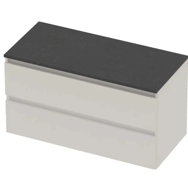 Basic-Line Deck 46 Badmeubelset Greeploos 100x46x58 cm Mat White Blue Stone Grijs