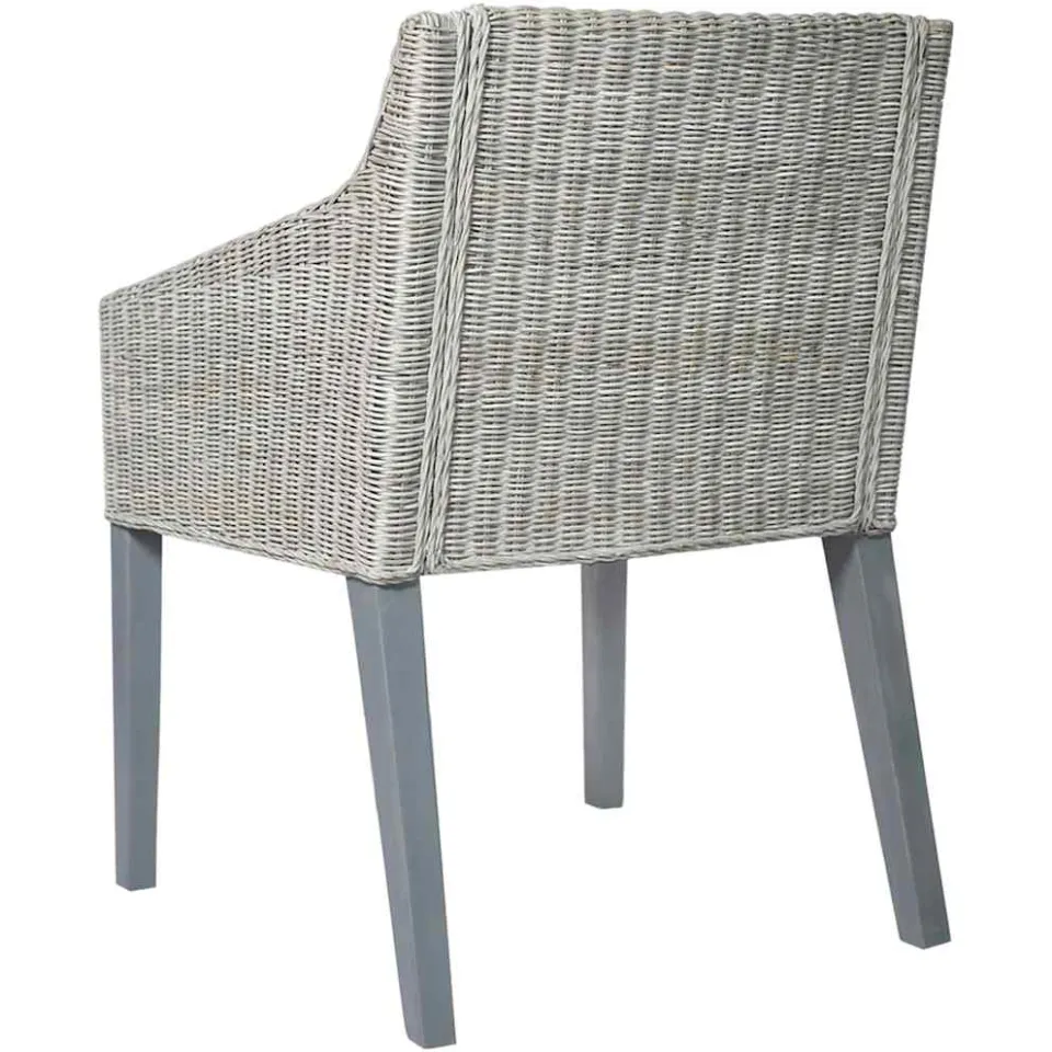 vidaXL Eetkamerstoelen 2 st met kussens natuurlijk rattan grijs, foto 4