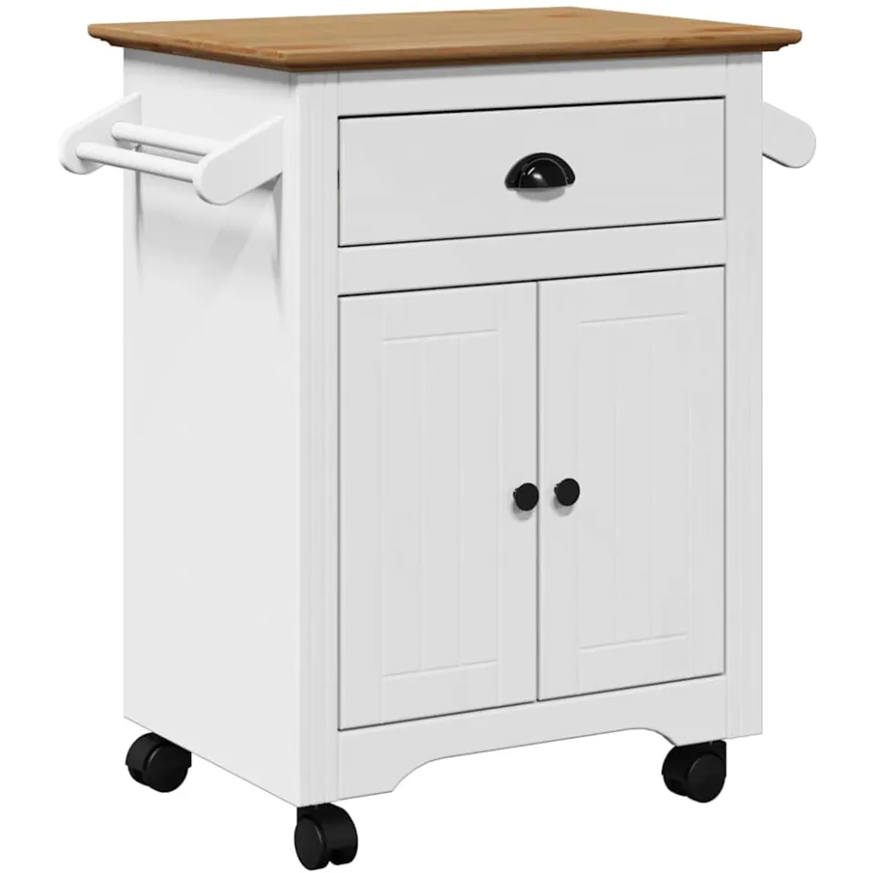 vidaXL Keukentrolley BODO 72x45x80 cm wit en bruin, foto 3