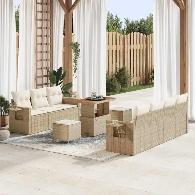 vidaXL Tuin Sofa Set 10 st Beige poly rattan, foto 2