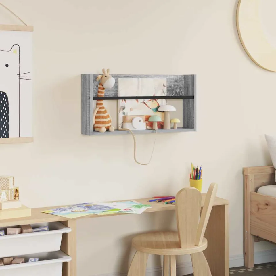 vidaXL Tijdschrift Rek Grijs Sonoma 60 x 12 x 30 cm Bewerkt hout, foto 4