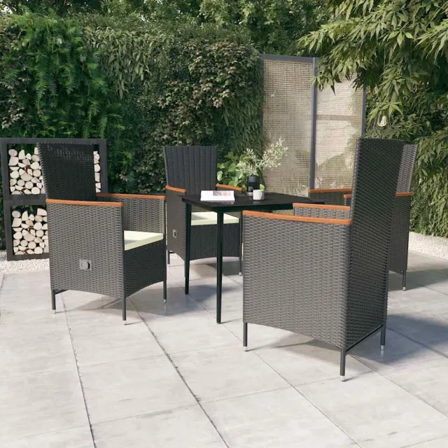 vidaXL 5-delige Tuinset met kussens zwart, foto 2