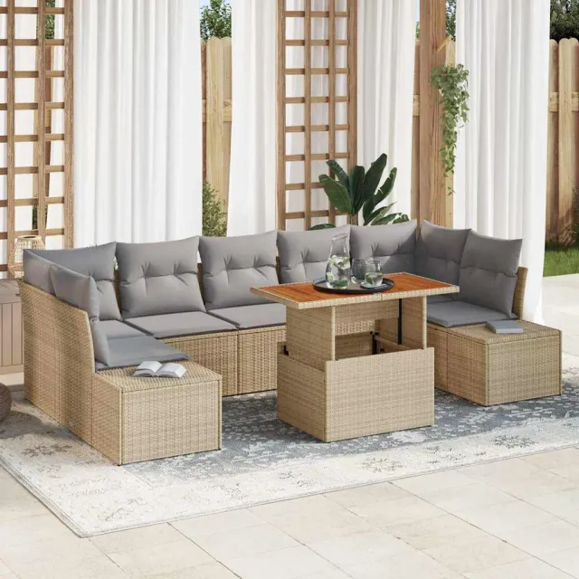 vidaXL Tuin Sofa Set 8 st Beige Poly riet, foto 2